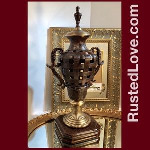 Iron Statue Decorative Urn Enclosed Metalware